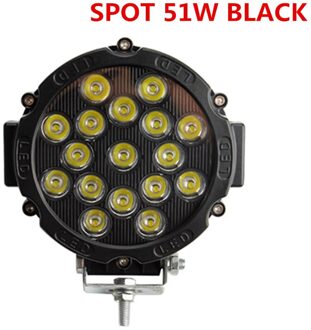 Okeen High Power 7 "51 W Led Verlichting Werken Spot/Flood Driving Light Bar Voor Off Road ute 12V 24V 4X4 4WD Boot Suv Truck Jeep 1stk Spot zwart