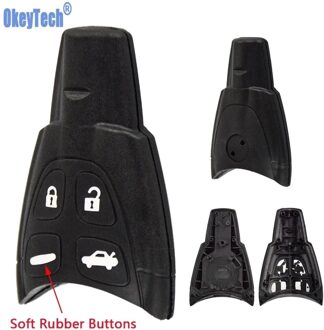 Okeytech 4 Knoppen Autosleutel Case Shell Fob Voor Saab 93 95 9-3 9-5 Wf 4 zachte Knop Vervanging Keyless Entry Remote Key Shell