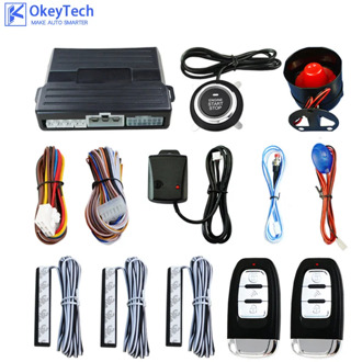 OkeyTech Car Alarm Smart Remote Key Keyless Entry Cars System Lock Car Engine Start Push Button Door Ignition Lock Locking Kit