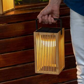 Okinawa LED solar-tafellamp van bamboe licht hout