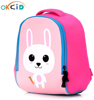 OKKID baby girl kindergarten backpack cute pink rabbit backpack children school bags for baby girls boys small school backpack