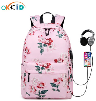 OKKID childen school bags for girls flower backpack female waterproof nylon floral school backpack kids book bag New Year Gift