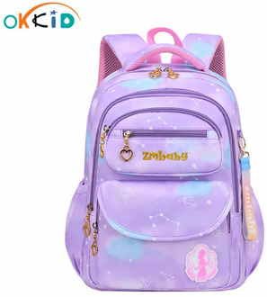 OKKID Cute girls school bags purple bookbag primary school backpacks for children backbag Christmas New Year gifts for kids