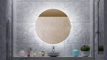 Oko koperen spiegel met LED-verlichting en verwarming 40cm