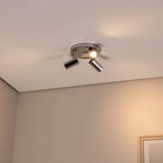 Oktano plafondspot, chroomkleurig, Ø 35 cm, 3-lamps, metaal glanzend chroom
