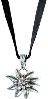 Oktoberfeest Edelweiss ketting - tirolerfeest - zilver/zwart - dames - Carnaval