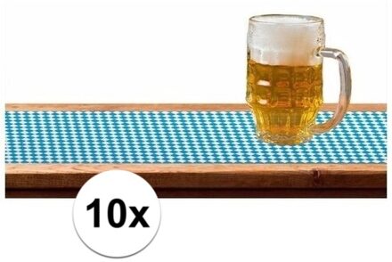 Oktoberfest - 10x Tafelloper Oktoberfest versiering 65 x 600 cm - Bierfeest feestartikelen tafel decoratie - Versiering blauw/wit