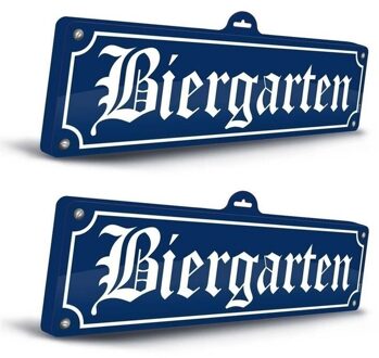 Oktoberfest - 2x Biergarten muur/wand decoraties 48 x 15 cm Oktoberfest - Bierfeest feestartikelen versiering - Straatnaam bordjes