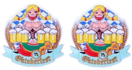 Oktoberfest - 2x Oktoberfest 3D muur/wand decoraties Heidi 44cm - Bierfeest feestartikelen - Decoratieborden versiering