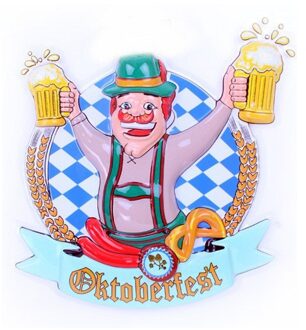 Oktoberfest 3D decoratieborden bierfeest versiering Hans 44 cm - Feestdecoratieborden Multikleur