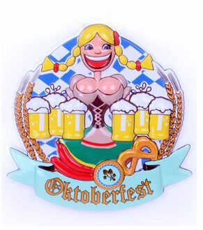 Oktoberfest 3D decoratieborden bierfeest versiering Heidi 44 cm - Feestdecoratieborden Multikleur