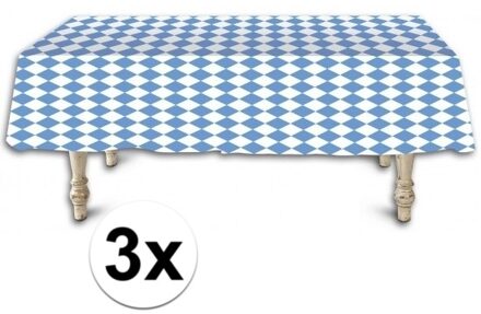 Oktoberfest - 3x Beieren tafelkleden/tafelzeilen 137 x 275 cm - Oktoberfest/bierfeest tafeldecoratie - Tafelkleden/tafelzeilen rechthoekig blauw/wit