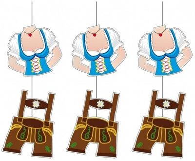 Oktoberfest - 3x Hangdecoraties lederhosen 70 cm Oktoberfest - Bierfeest feestartikelen - Hangdecoratie versiering