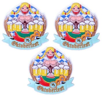 Oktoberfest - 3x Oktoberfest 3D muur/wand decoraties Heidi 44cm - Bierfeest feestartikelen - Decoratieborden versiering