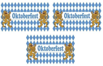 Oktoberfest - 3x Oktoberfest vlaggen 90 x 150 cm - Bierfeest/beieren versiering - Wand/muur/deur decoratie