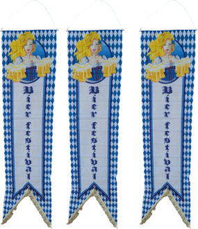Oktoberfest - 3x Oktoberfest vlaggen banners/wimpels 180 cm - Bierfeest/beieren versiering - Wand/muur/deur decoratie
