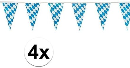 Oktoberfest - 4x Plastic Beieren vlaggenlijnen 10 meter - Oktoberfest/bierfeest thema decoratie