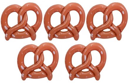 Oktoberfest - 5x Opblaasbare pretzels 45 cm Oktoberfest versiering - Bierfeest feestartikelen versiering/decoratie