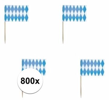Oktoberfest - 800x Cocktailprikkers blauw/witte ruit - Beieren Oktoberfest/Bierfeest thema versiering