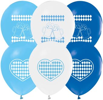Oktoberfest Ballonnen Bavaria (8st) Wit - Transparant, Blauw