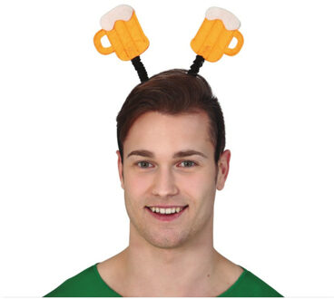 Oktoberfest/bierfeest verkleed diadeem/haarband - bierpullen - voor volwassenen Geel