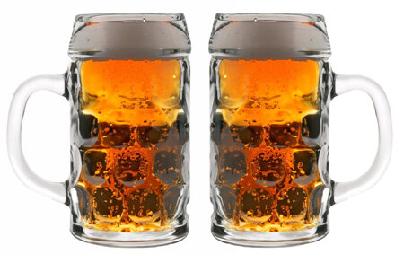 Oktoberfest Bierglazen/Bierpullen - 2x - glas - 1 liter - met handvat - het klassieke model