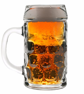Oktoberfest Bierglazen/Bierpullen - glas - 1 liter - met handvat - het klassieke model Transparant