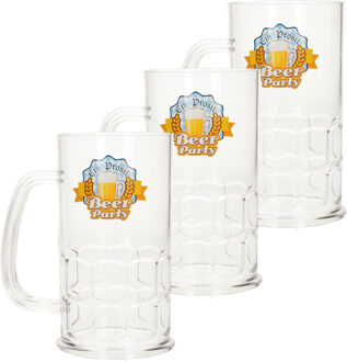Oktoberfest bierpullen/bierglazen - 24x - stevig kunststof - transparant - 500 ml