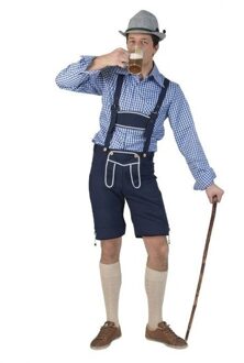 Oktoberfest Blauwe Oktoberfest lederhose voor heren 48-50 (S/M) - Carnavalskostuums