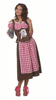 Oktoberfest Dirndl suedine lange Tiroolse rok roze ruit Maat 38