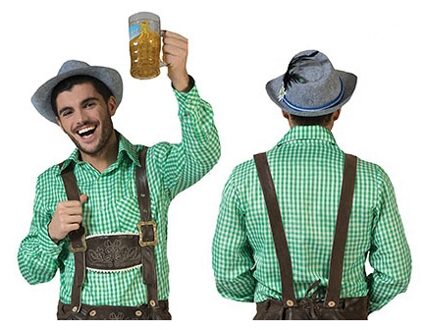 Oktoberfest - groene geruite blouse voor heren 52-54 (l/xl)