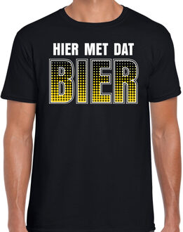 Oktoberfest Hier met dat bier drank fun t-shirt / shirt zwart voor heren - bier drink shirt kleding- oktoberfest / bierfeest outfit XL