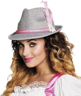 Oktoberfest Hoed Grijs Met Roze Roze, Zilver - Grijs