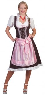 Oktoberfest - Oktoberfest jurkje / dirndl voor dames - bruin met roze - Tiroler kleding 36-38 (S/M)