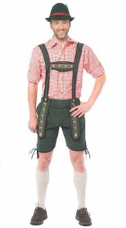 Oktoberfest Oktoberfest korte lederhosen donker groen voor heren 50 (M) - Carnavalsbroeken