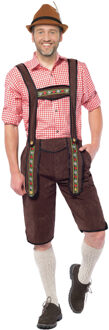Oktoberfest Oktoberfest overknee lederhose donker bruin voor heren 48 (S) - Carnavalsbroeken