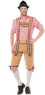 Oktoberfest Oktoberfest overknee lederhose licht bruin voor heren 48 (S) - Carnavalsbroeken