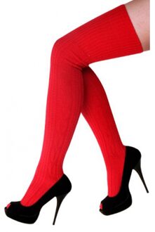 Oktoberfest Overknee kousen rood voor dames - Verkleedkousen