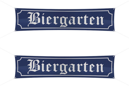 Oktoberfest Spandoek banner Biergarten - 2x - 180 x 40 cm - bierfeest versiering - straatnaambord