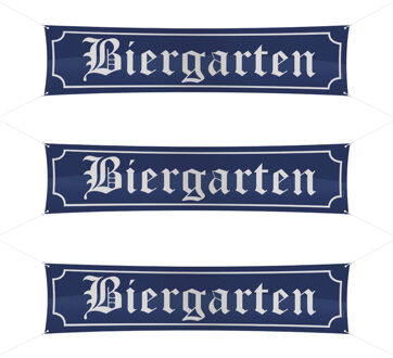 Oktoberfest Spandoek banner Biergarten - 3x - 180 x 40 cm - bierfeest versiering - straatnaambord