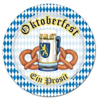 Oktoberfest thema feest bordjes - 8x stuks - dia 23 cm - van karton - Tafel Feestartikelen