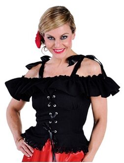 Oktoberfest - Tiroler blouse Carmen voor dames - zwart - Oktoberfest kleding 36 (XS)