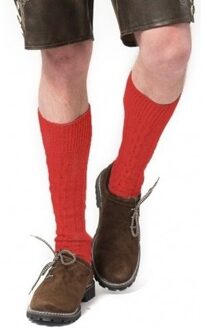 Oktoberfest Tiroler verkleed kousen - rood - volwassenen - Kniekousen hoge sokken
