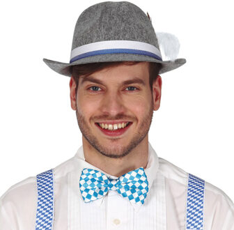 Oktoberfest verkleed vlinderstrikje - blauw/wit - polyester - volwassenen/unisex - carnaval
