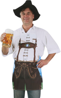 Oktoberfest verkleedkleding keukenschort man met lederhose - Feestdecoratievoorwerp