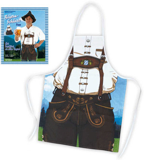 Oktoberfest verkleedkleding keukenschort man met lederhose - Feestdecoratievoorwerp