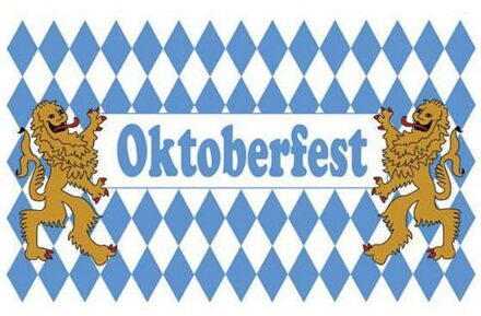 Oktoberfest vlag - blauw/wit - 90 x 150 cm - Bayern Versiering - feestartikelen Multi