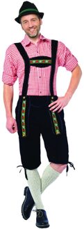 Oktoberfest Zwarte bierfeest/oktoberfest lederhosen lange overknee broek verkleedkleding voor heren 50 (M) - Carnavalsbr