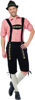 Oktoberfest Zwarte bierfeest/oktoberfest lederhosen lange overknee broek verkleedkleding voor heren 54 (XL) - Carnavalsb