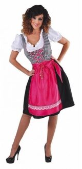 Oktoberfest - Zwarte Dirndl jurk met roze schort voor dames - Oktoberfest kleding 38 (S)